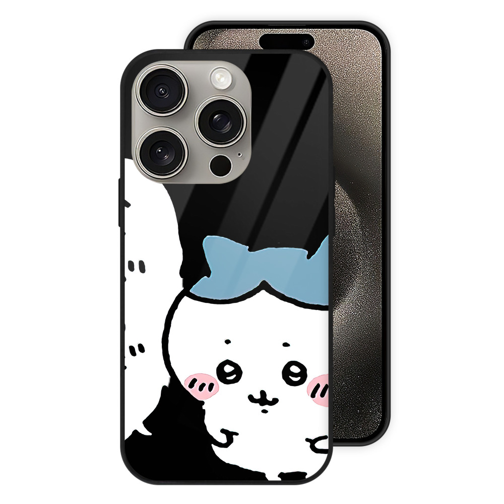 （画像用） ちいかわ ハチワレ Chii-kawa hachiware 【iPhone15Pro対応】スマホケース 耐衝撃＆黄変防止 背面ガラス