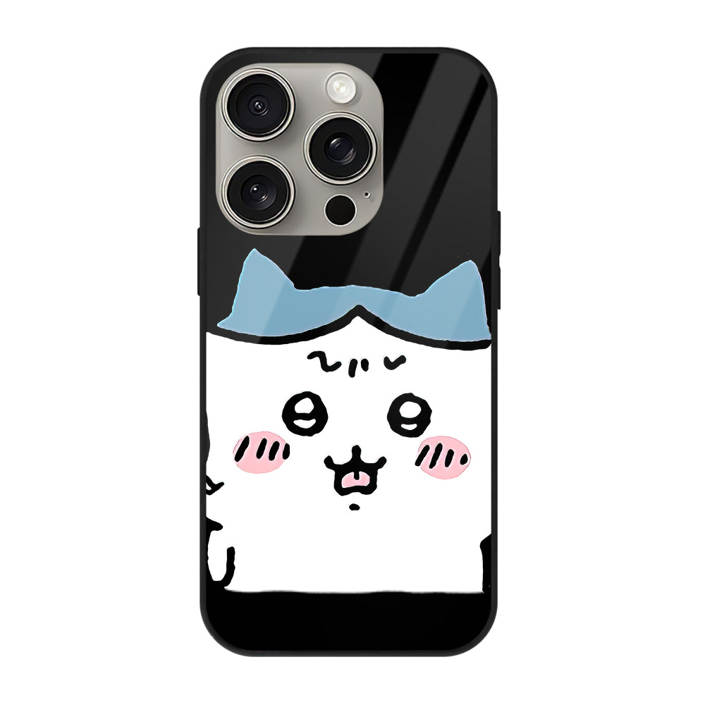 （画像用） ちいかわ ハチワレ Chii-kawa hachiware 【iPhone15Pro対応】スマホケース 耐衝撃＆黄変防止 背面ガラス