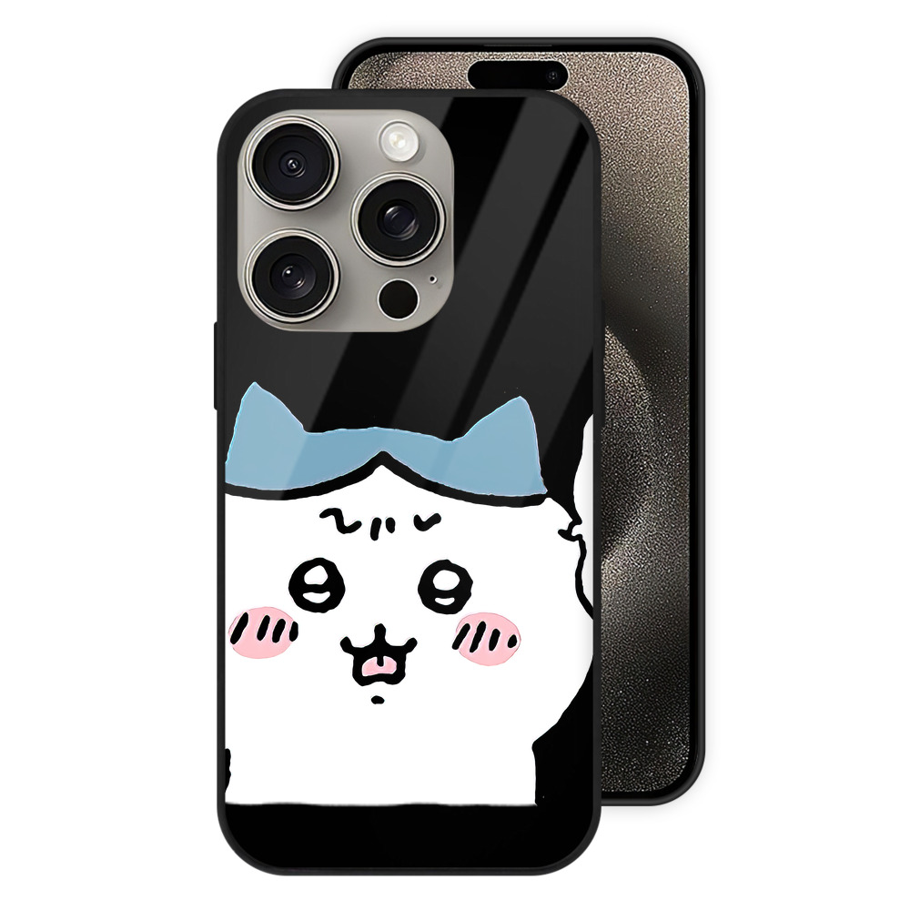 （画像用） ちいかわ ハチワレ Chii-kawa hachiware 【iPhone15Pro対応】スマホケース 耐衝撃＆黄変防止 背面ガラス