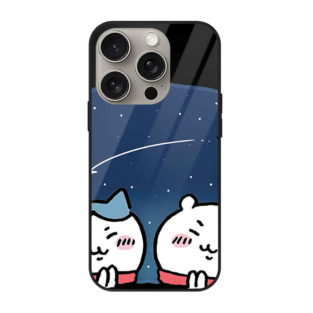 （画像用） ちいかわ ハチワレ Chii-kawa hachiware 【iPhone15Pro対応】スマホケース 耐衝撃＆黄変防止 背面ガラス