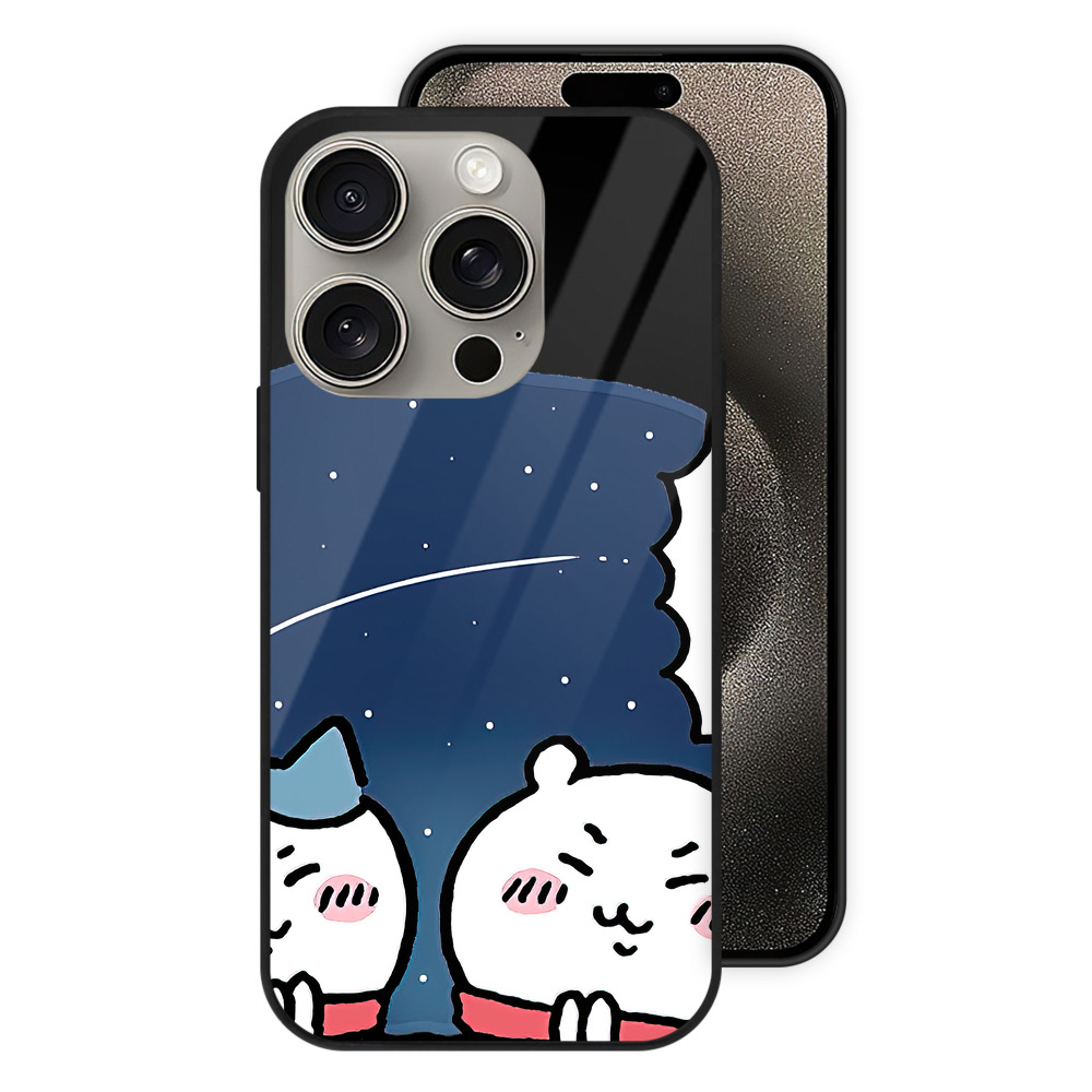 （画像用） ちいかわ ハチワレ Chii-kawa hachiware 【iPhone15Pro対応】スマホケース 耐衝撃＆黄変防止 背面ガラス