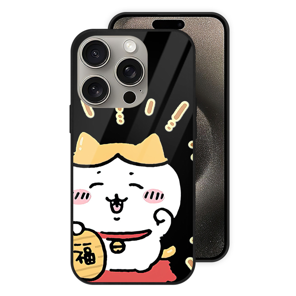 （画像用） ちいかわ ハチワレ Chii-kawa hachiware 【iPhone15Pro対応】スマホケース 耐衝撃＆黄変防止 背面ガラス