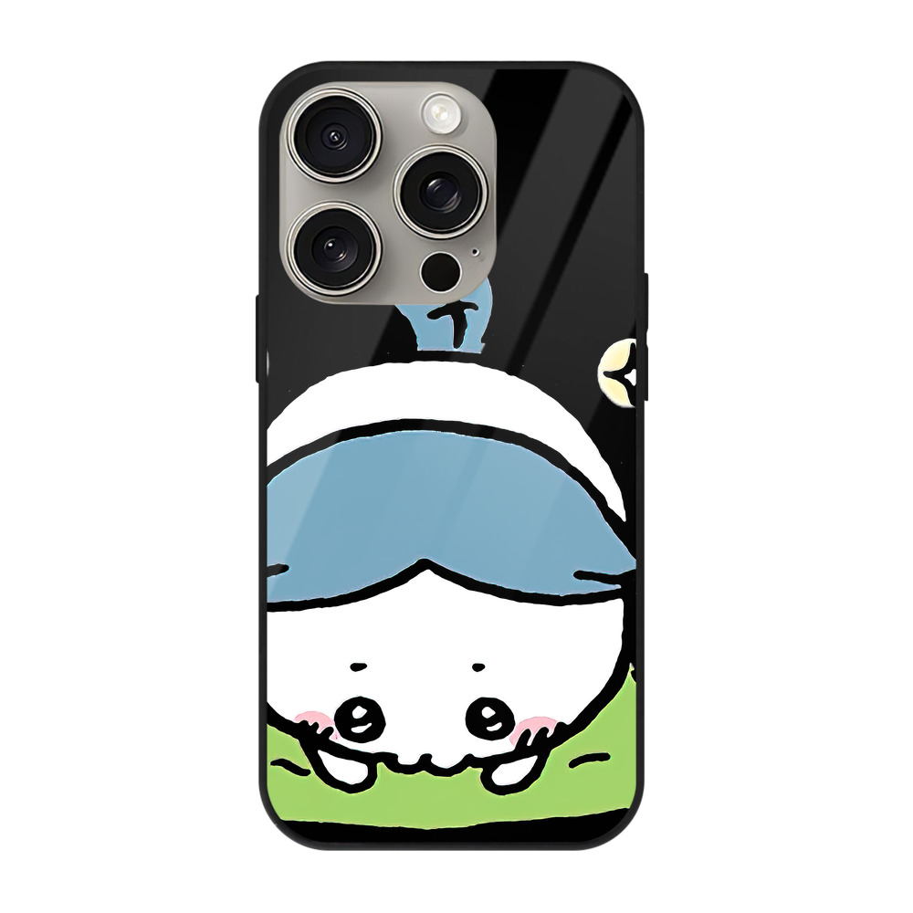 （画像用） ちいかわ ハチワレ Chii-kawa hachiware 【iPhone15Pro対応】スマホケース 耐衝撃＆黄変防止 背面ガラス