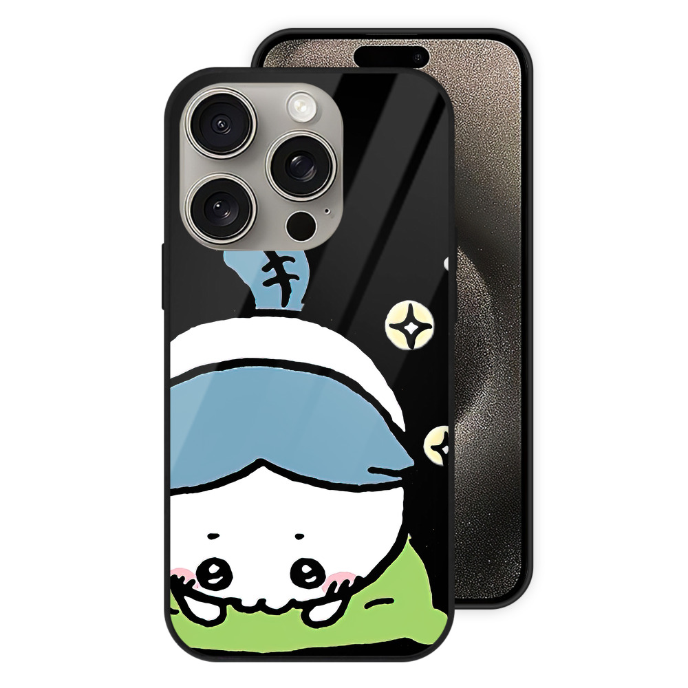 （画像用） ちいかわ ハチワレ Chii-kawa hachiware 【iPhone15Pro対応】スマホケース 耐衝撃＆黄変防止 背面ガラス