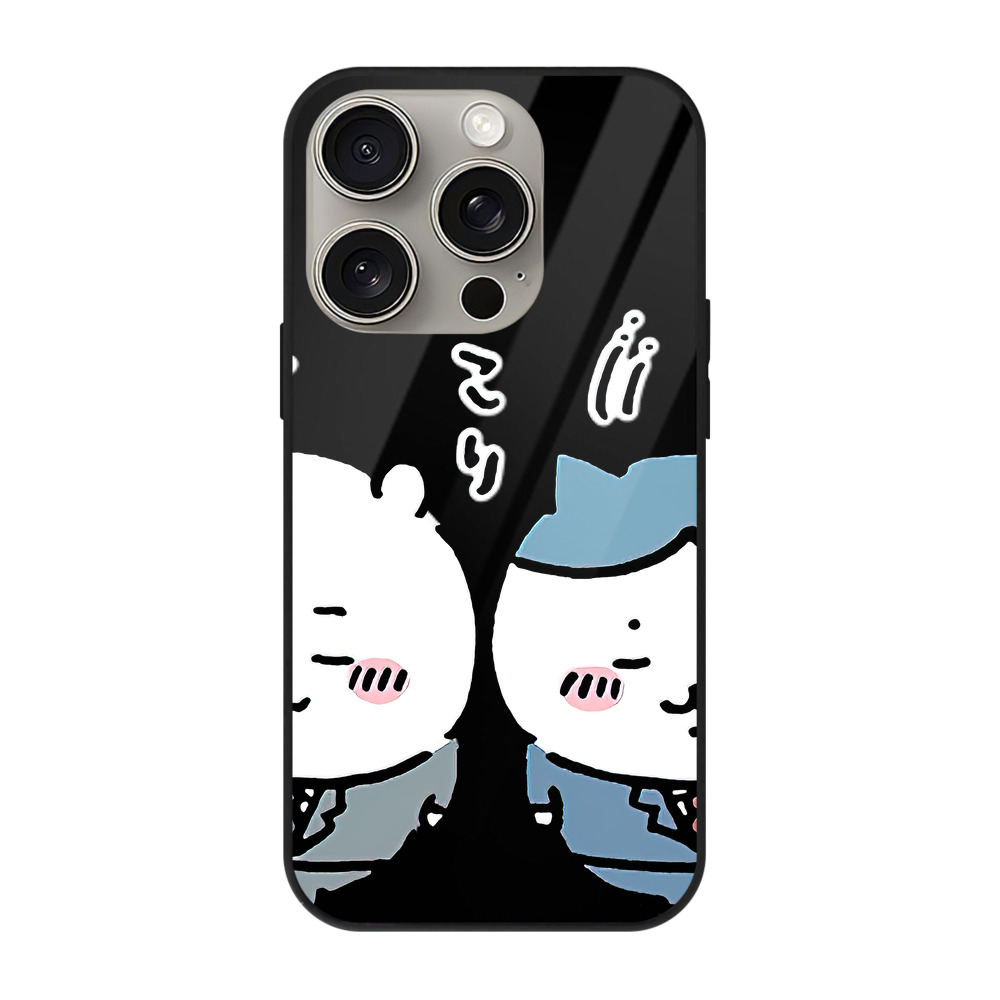 （画像用） ちいかわ ハチワレ Chii-kawa hachiware 【iPhone15Pro対応】スマホケース 耐衝撃＆黄変防止 背面ガラス