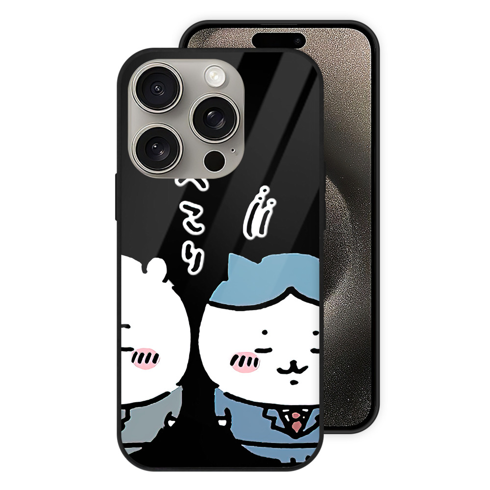（画像用） ちいかわ ハチワレ Chii-kawa hachiware 【iPhone15Pro対応】スマホケース 耐衝撃＆黄変防止 背面ガラス