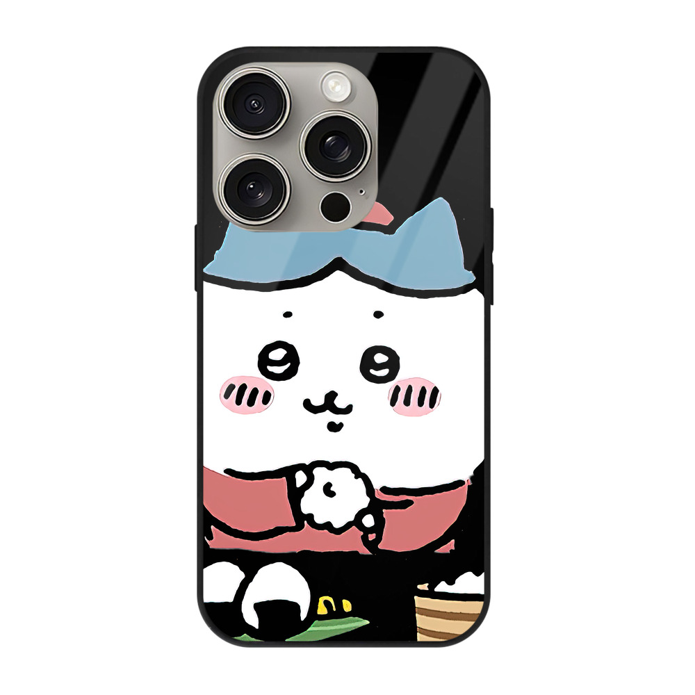 （画像用） ちいかわ ハチワレ Chii-kawa hachiware 【iPhone15Pro対応】スマホケース 耐衝撃＆黄変防止 背面ガラス