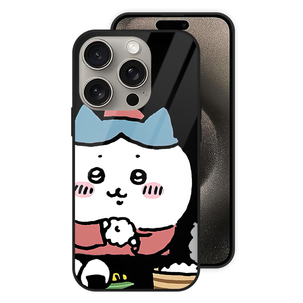 （画像用） ちいかわ ハチワレ Chii-kawa hachiware 【iPhone15Pro対応】スマホケース 耐衝撃＆黄変防止 背面ガラス