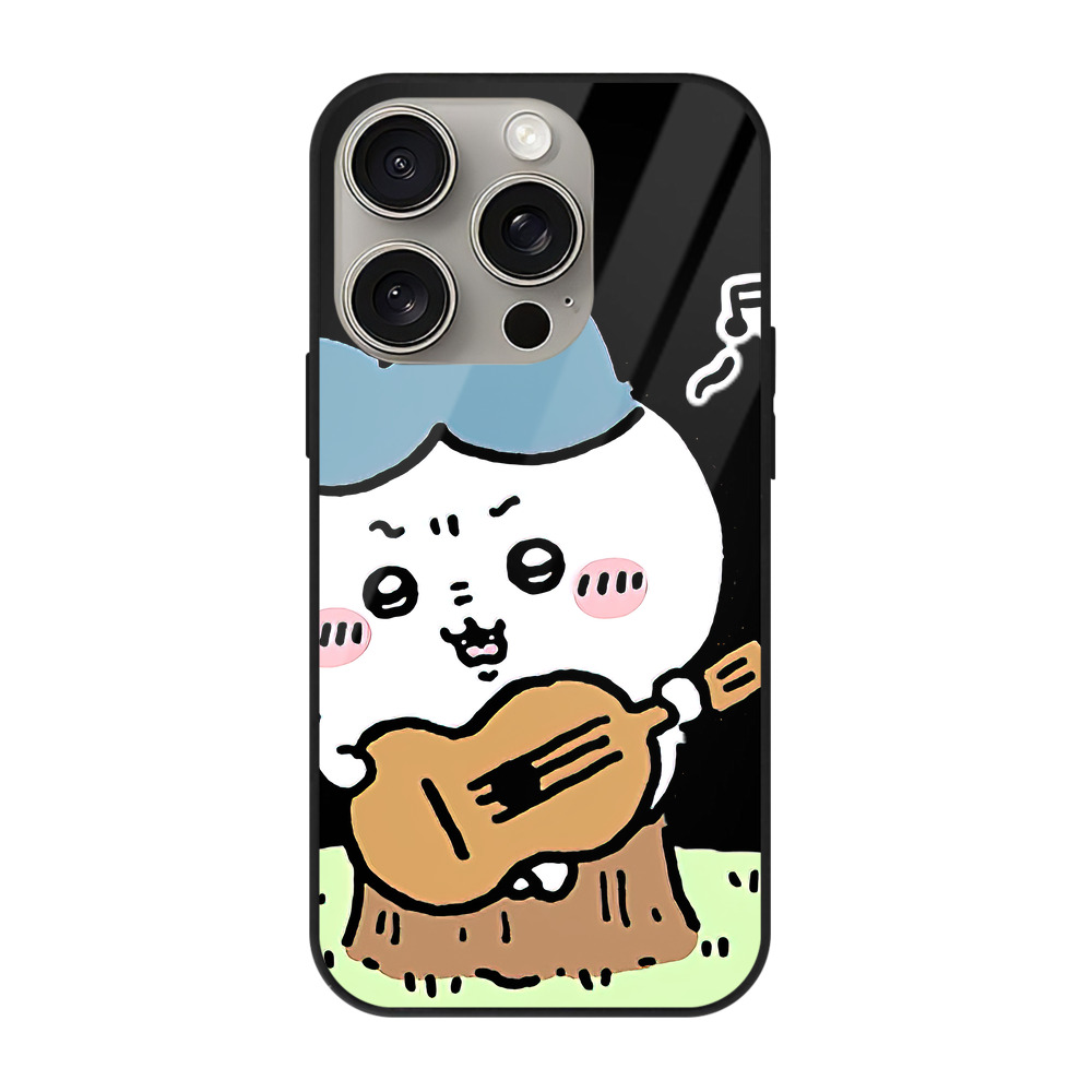 （画像用） ちいかわ ハチワレ Chii-kawa hachiware 【iPhone15Pro対応】スマホケース 耐衝撃＆黄変防止 背面ガラス