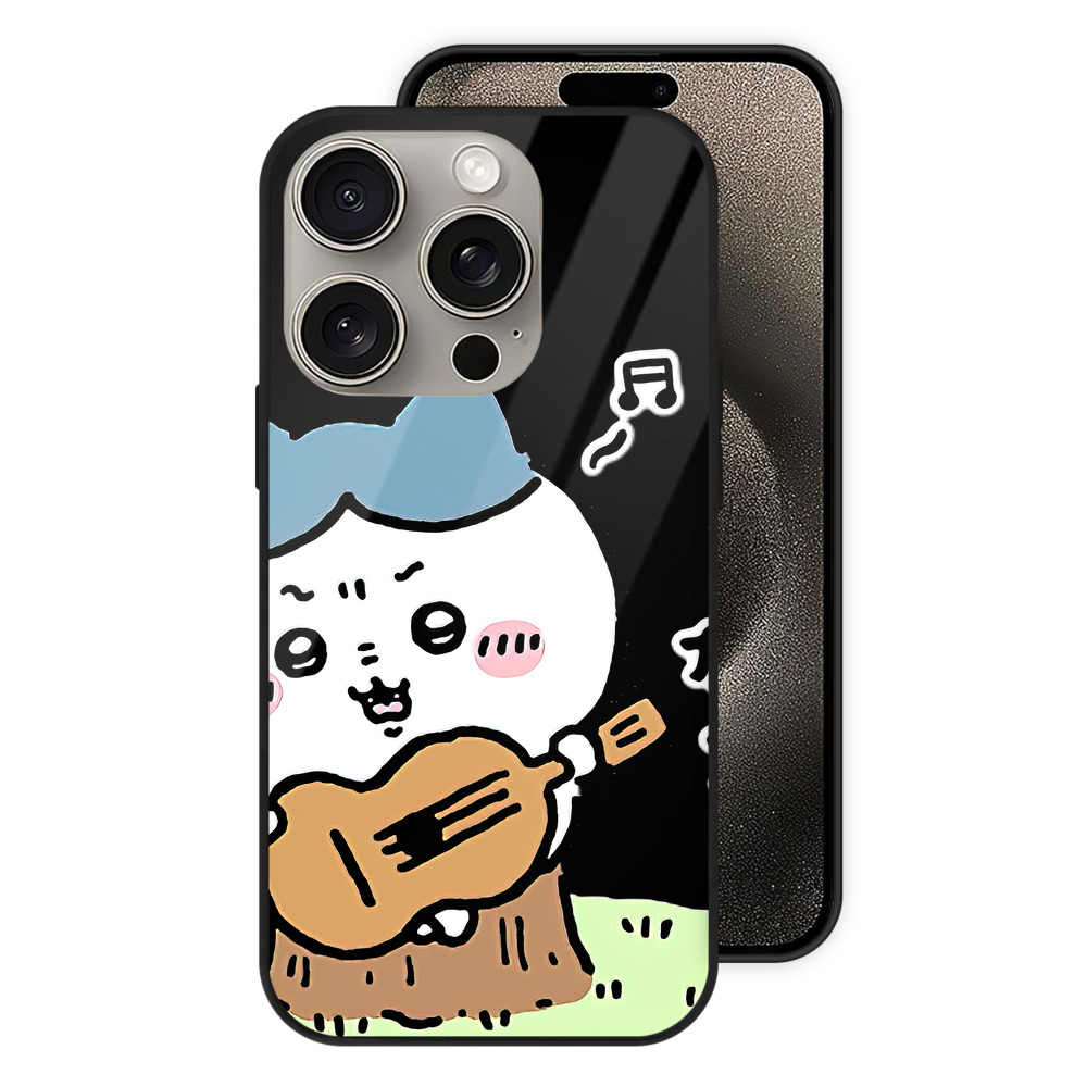 （画像用） ちいかわ ハチワレ Chii-kawa hachiware 【iPhone15Pro対応】スマホケース 耐衝撃＆黄変防止 背面ガラス