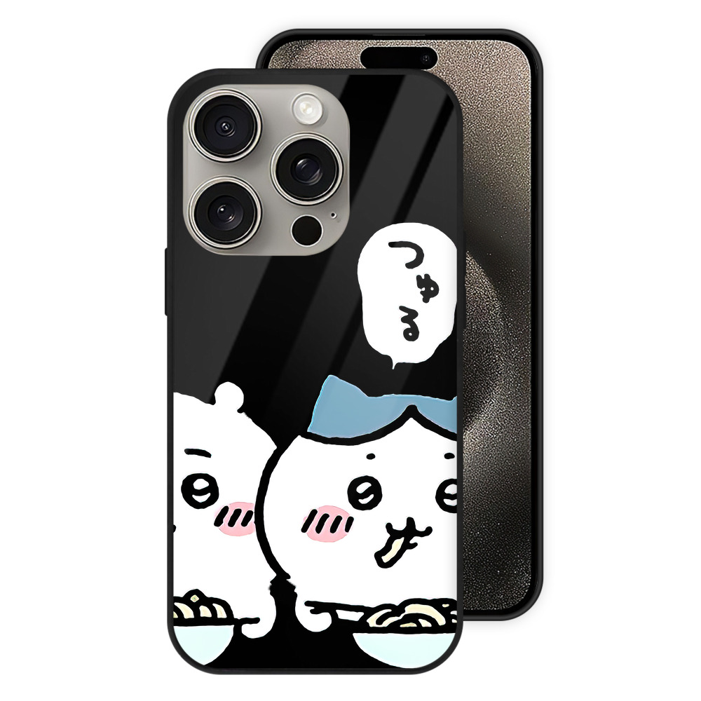 （画像用） ちいかわ ハチワレ Chii-kawa hachiware 【iPhone15Pro対応】スマホケース 耐衝撃＆黄変防止 背面ガラス