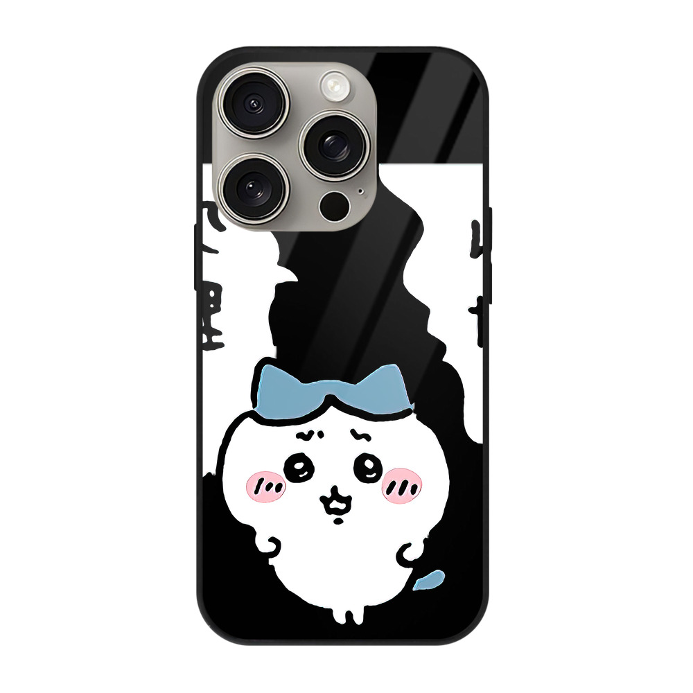 （画像用） ちいかわ ハチワレ Chii-kawa hachiware 【iPhone15Pro対応】スマホケース 耐衝撃＆黄変防止 背面ガラス