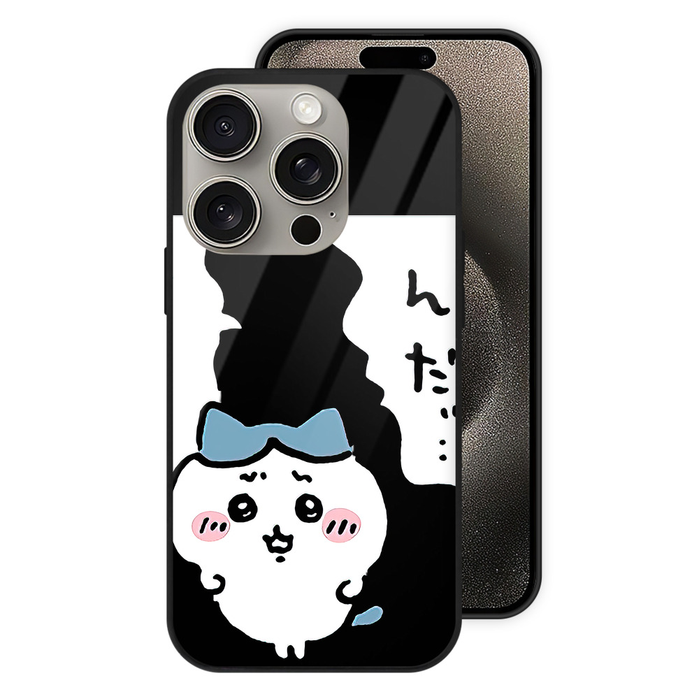 （画像用） ちいかわ ハチワレ Chii-kawa hachiware 【iPhone15Pro対応】スマホケース 耐衝撃＆黄変防止 背面ガラス