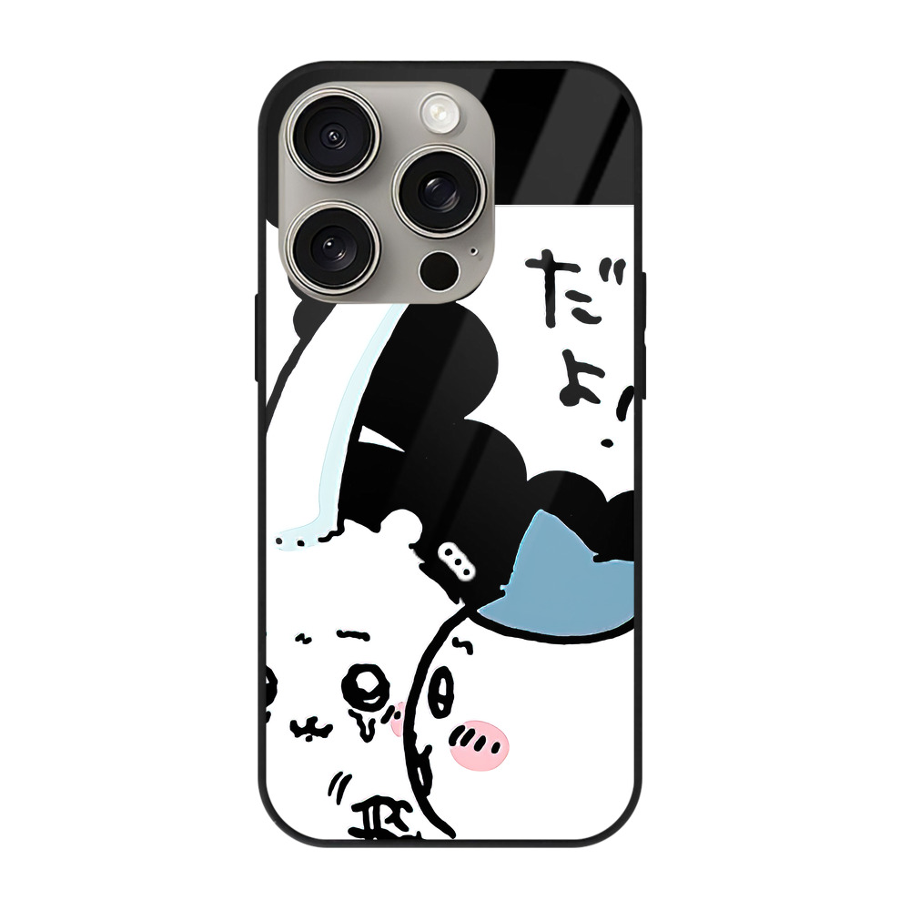 （画像用） ちいかわ ハチワレ Chii-kawa hachiware 【iPhone15Pro対応】スマホケース 耐衝撃＆黄変防止 背面ガラス