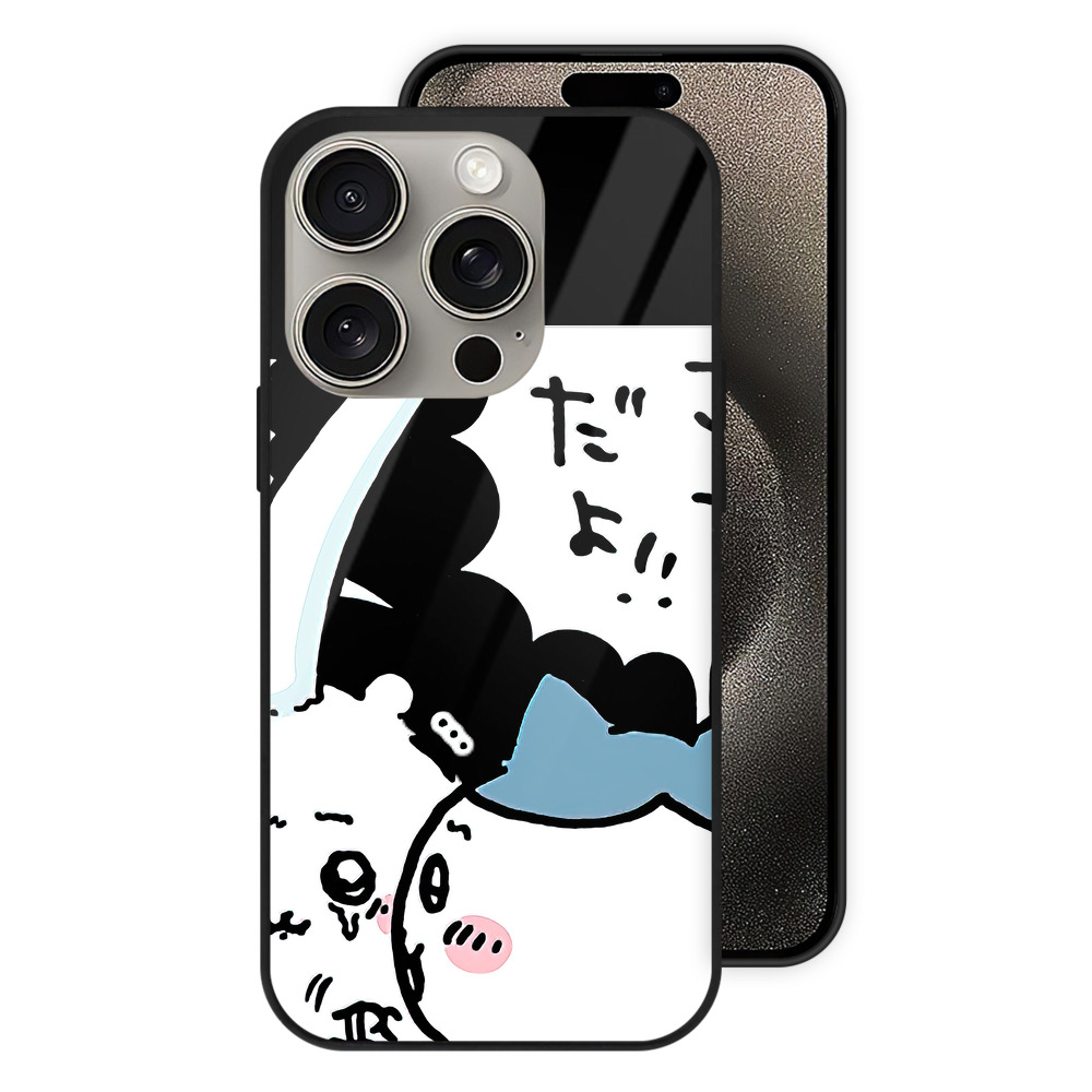（画像用） ちいかわ ハチワレ Chii-kawa hachiware 【iPhone15Pro対応】スマホケース 耐衝撃＆黄変防止 背面ガラス