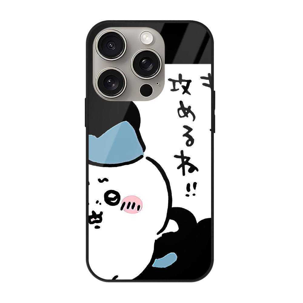 （画像用） ちいかわ ハチワレ Chii-kawa hachiware 【iPhone15Pro対応】スマホケース 耐衝撃＆黄変防止 背面ガラス