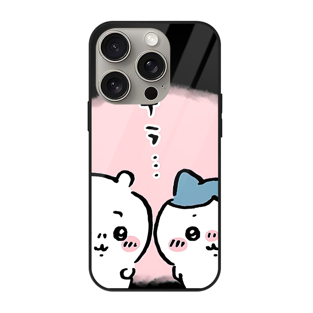 （画像用） ちいかわ ハチワレ Chii-kawa hachiware 【iPhone15Pro対応】スマホケース 耐衝撃＆黄変防止 背面ガラス