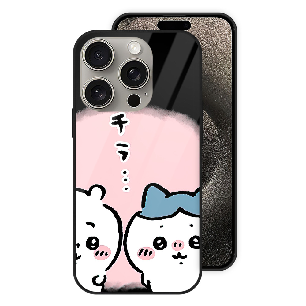 （画像用） ちいかわ ハチワレ Chii-kawa hachiware 【iPhone15Pro対応】スマホケース 耐衝撃＆黄変防止 背面ガラス