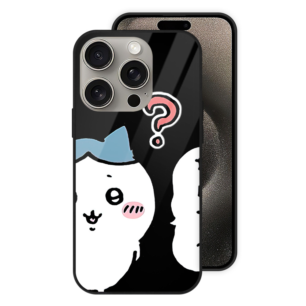 （画像用） ちいかわ ハチワレ Chii-kawa hachiware 【iPhone15Pro対応】スマホケース 耐衝撃＆黄変防止 背面ガラス