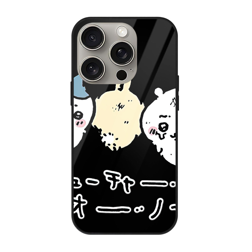 （画像用） ちいかわ ハチワレ Chii-kawa hachiware 【iPhone15Pro対応】スマホケース 耐衝撃＆黄変防止 背面ガラス