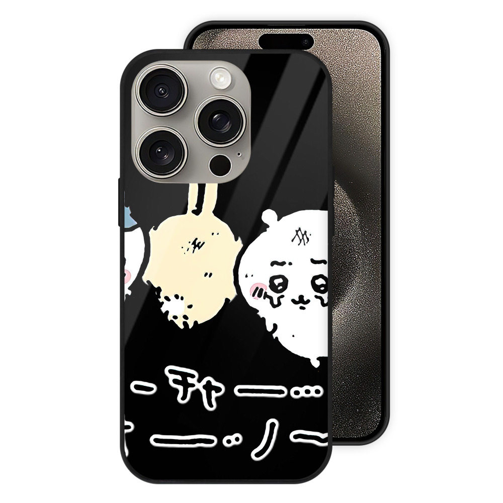 （画像用） ちいかわ ハチワレ Chii-kawa hachiware 【iPhone15Pro対応】スマホケース 耐衝撃＆黄変防止 背面ガラス