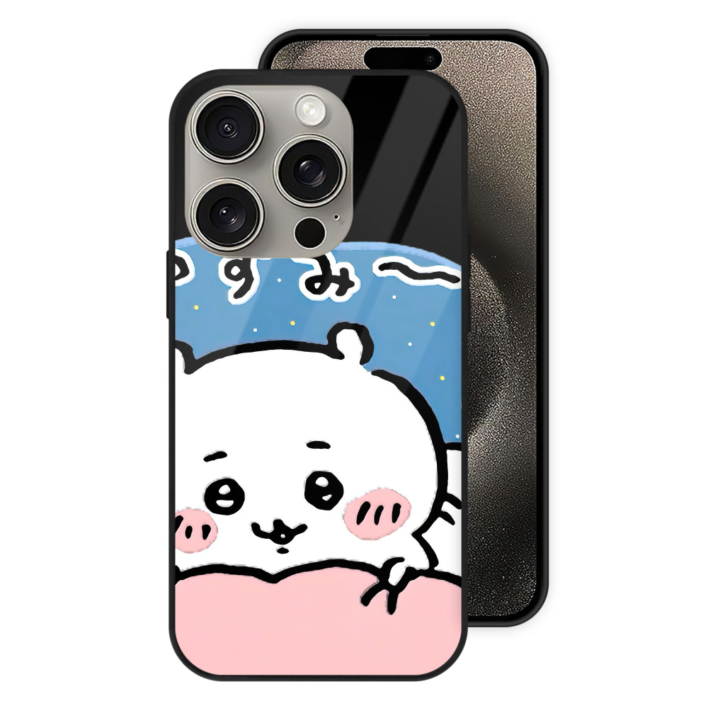 （画像用） ちいかわ ちいかわ Chii-kawa chiikawa 【iPhone15Pro対応】スマホケース 耐衝撃＆黄変防止 背面ガラス