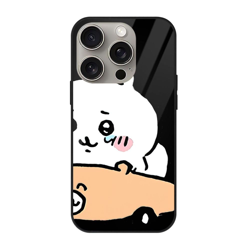 （画像用） ちいかわ ちいかわ Chii-kawa chiikawa 【iPhone15Pro対応】スマホケース 耐衝撃＆黄変防止 背面ガラス