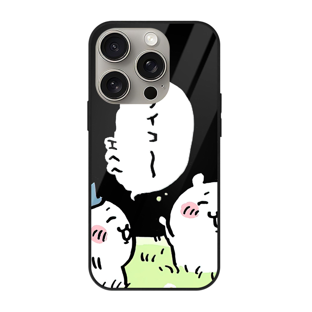（画像用） ちいかわ ちいかわ Chii-kawa chiikawa 【iPhone15Pro対応】スマホケース 耐衝撃＆黄変防止 背面ガラス