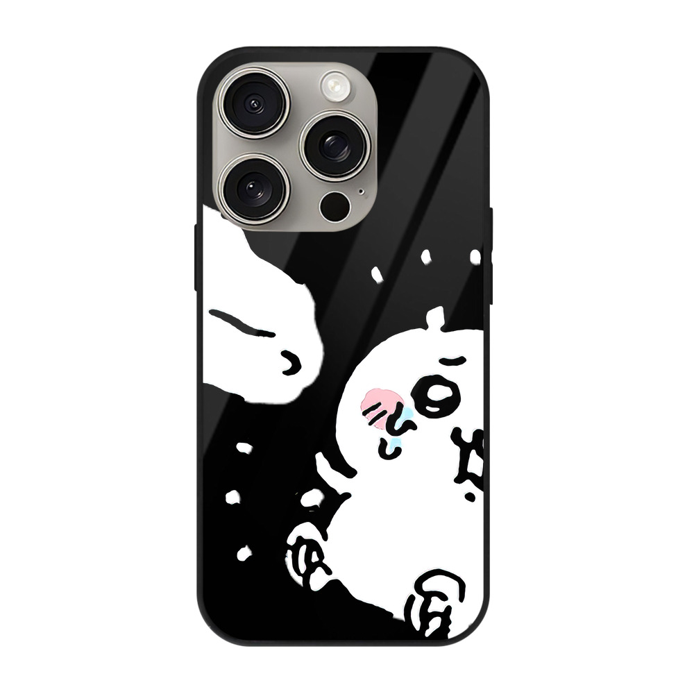 （画像用） ちいかわ ちいかわ Chii-kawa chiikawa 【iPhone15Pro対応】スマホケース 耐衝撃＆黄変防止 背面ガラス