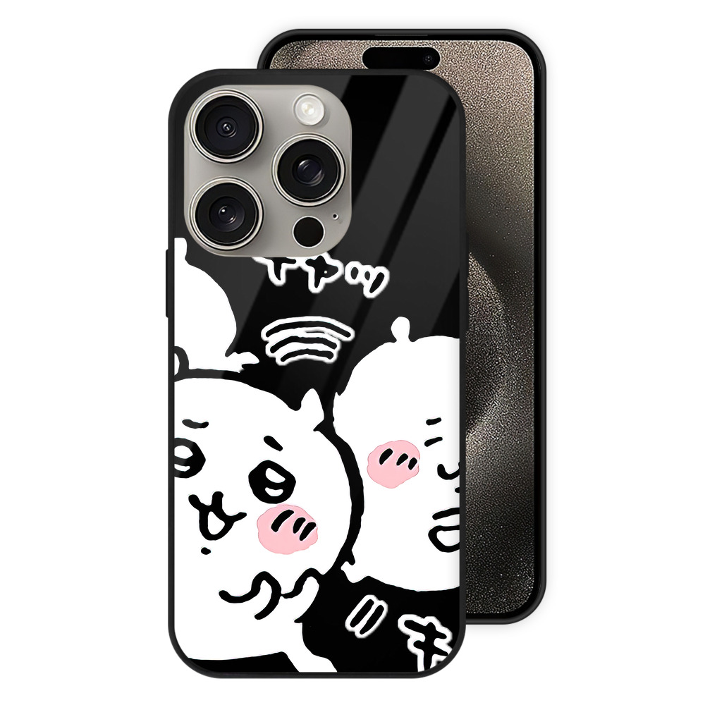 （画像用） ちいかわ ちいかわ Chii-kawa chiikawa 【iPhone15Pro対応】スマホケース 耐衝撃＆黄変防止 背面ガラス