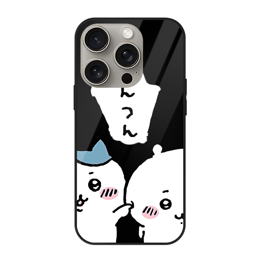 （画像用） ちいかわ ちいかわ Chii-kawa chiikawa 【iPhone15Pro対応】スマホケース 耐衝撃＆黄変防止 背面ガラス