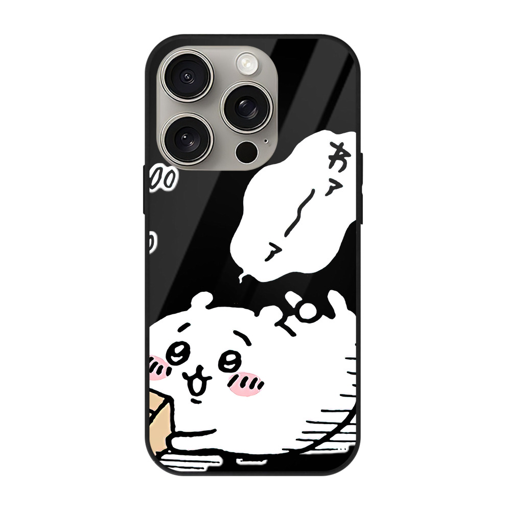 （画像用） ちいかわ ちいかわ Chii-kawa chiikawa 【iPhone15Pro対応】スマホケース 耐衝撃＆黄変防止 背面ガラス