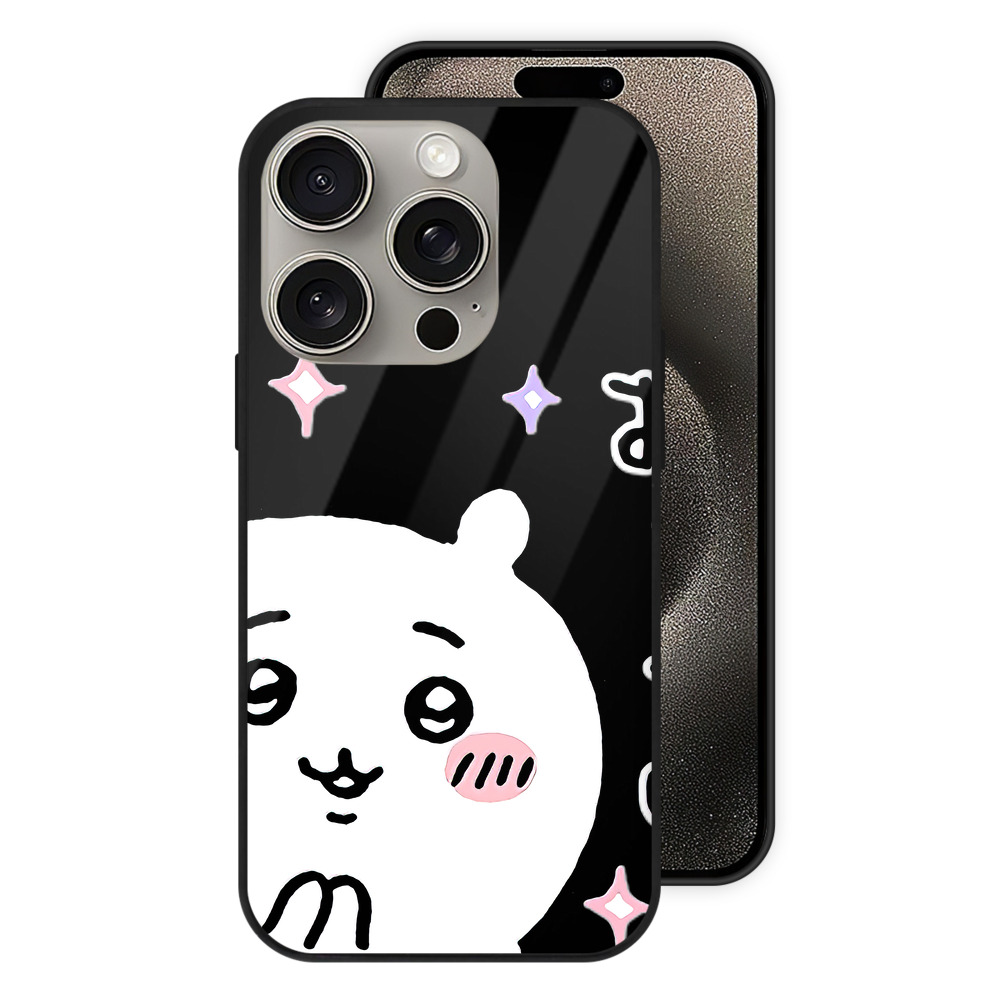 （画像用） ちいかわ ちいかわ Chii-kawa chiikawa 【iPhone15Pro対応】スマホケース 耐衝撃＆黄変防止 背面ガラス