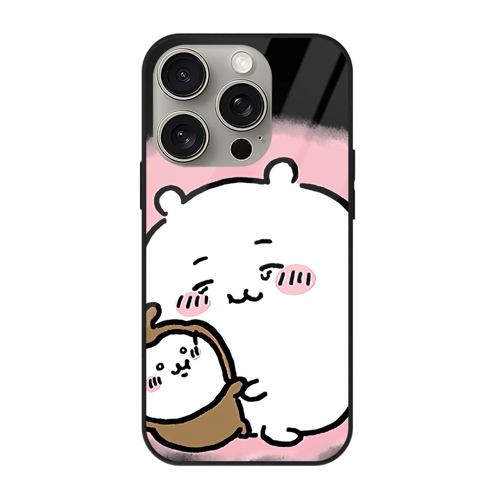 （画像用） ちいかわ ちいかわ Chii-kawa chiikawa 【iPhone15Pro対応】スマホケース 耐衝撃＆黄変防止 背面ガラス