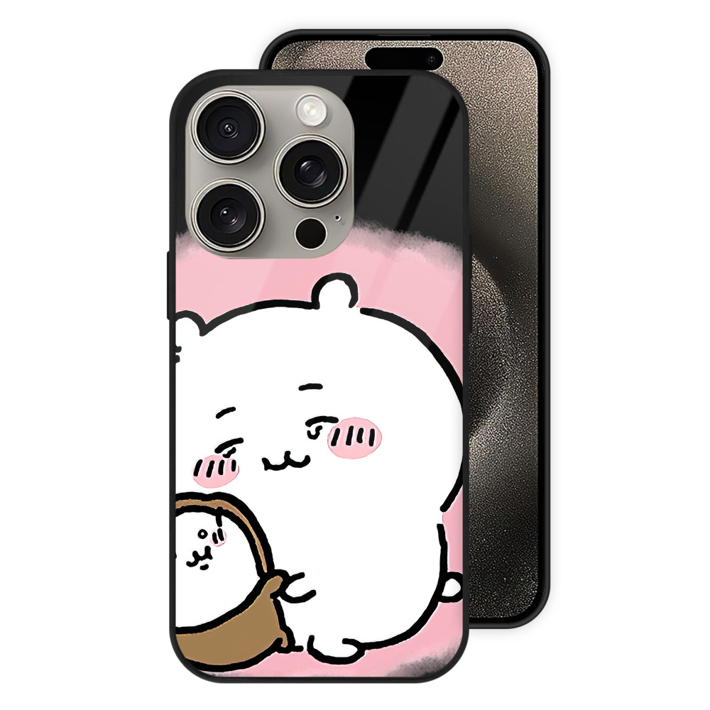 （画像用） ちいかわ ちいかわ Chii-kawa chiikawa 【iPhone15Pro対応】スマホケース 耐衝撃＆黄変防止 背面ガラス