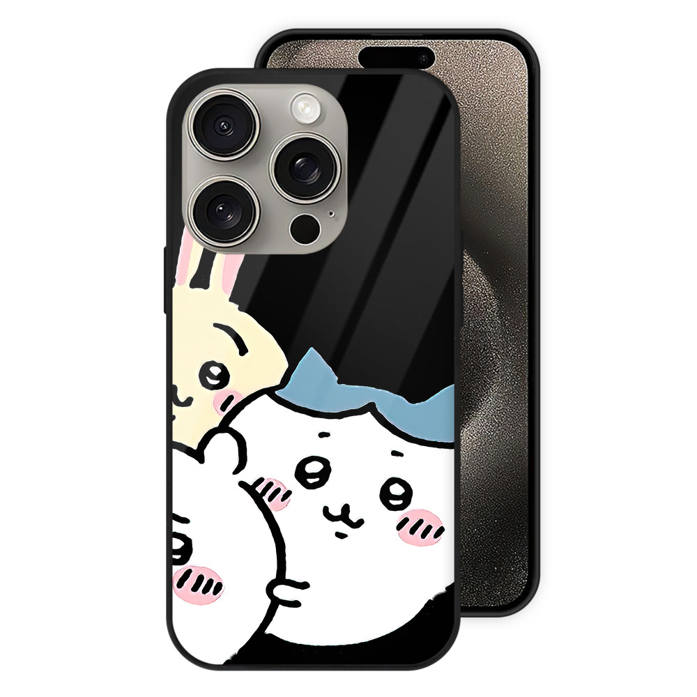 （画像用） ちいかわ ちいかわ Chii-kawa chiikawa 【iPhone15Pro対応】スマホケース 耐衝撃＆黄変防止 背面ガラス