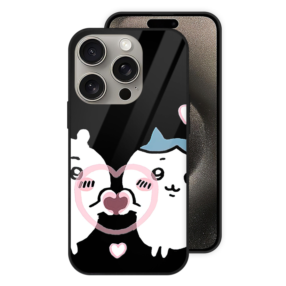（画像用） ちいかわ ちいかわ Chii-kawa chiikawa 【iPhone15Pro対応】スマホケース 耐衝撃＆黄変防止 背面ガラス