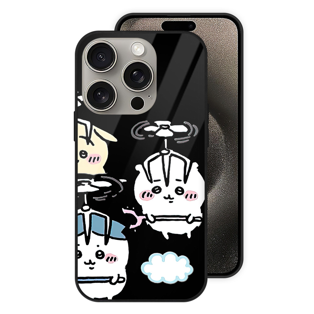 （画像用） ちいかわ ちいかわ Chii-kawa chiikawa 【iPhone15Pro対応】スマホケース 耐衝撃＆黄変防止 背面ガラス