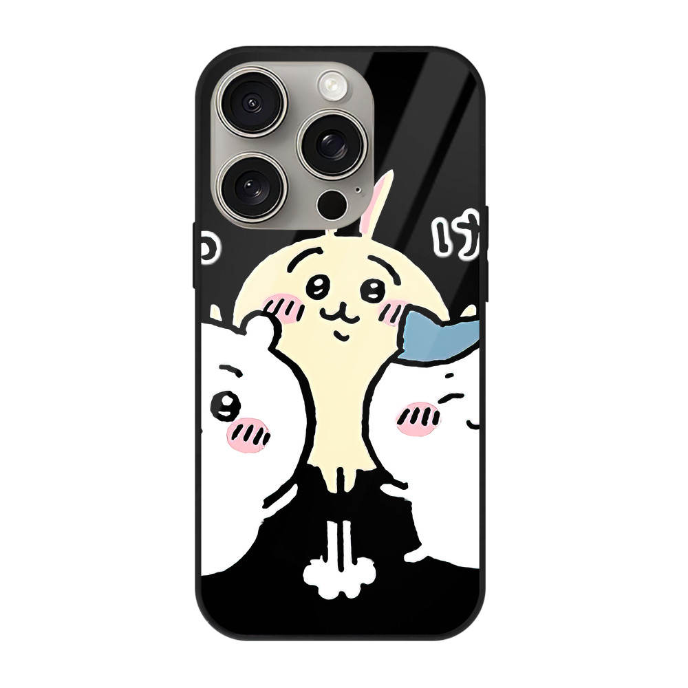 （画像用） ちいかわ ちいかわ Chii-kawa chiikawa 【iPhone15Pro対応】スマホケース 耐衝撃＆黄変防止 背面ガラス