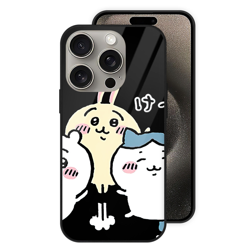 （画像用） ちいかわ ちいかわ Chii-kawa chiikawa 【iPhone15Pro対応】スマホケース 耐衝撃＆黄変防止 背面ガラス