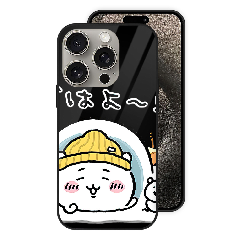 （画像用） ちいかわ ちいかわ Chii-kawa chiikawa 【iPhone15Pro対応】スマホケース 耐衝撃＆黄変防止 背面ガラス