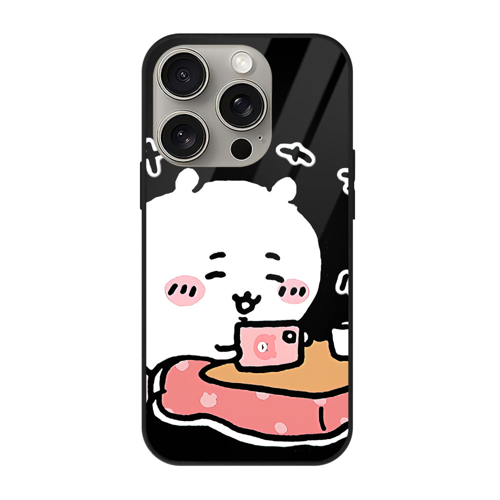 （画像用） ちいかわ ちいかわ Chii-kawa chiikawa 【iPhone15Pro対応】スマホケース 耐衝撃＆黄変防止 背面ガラス