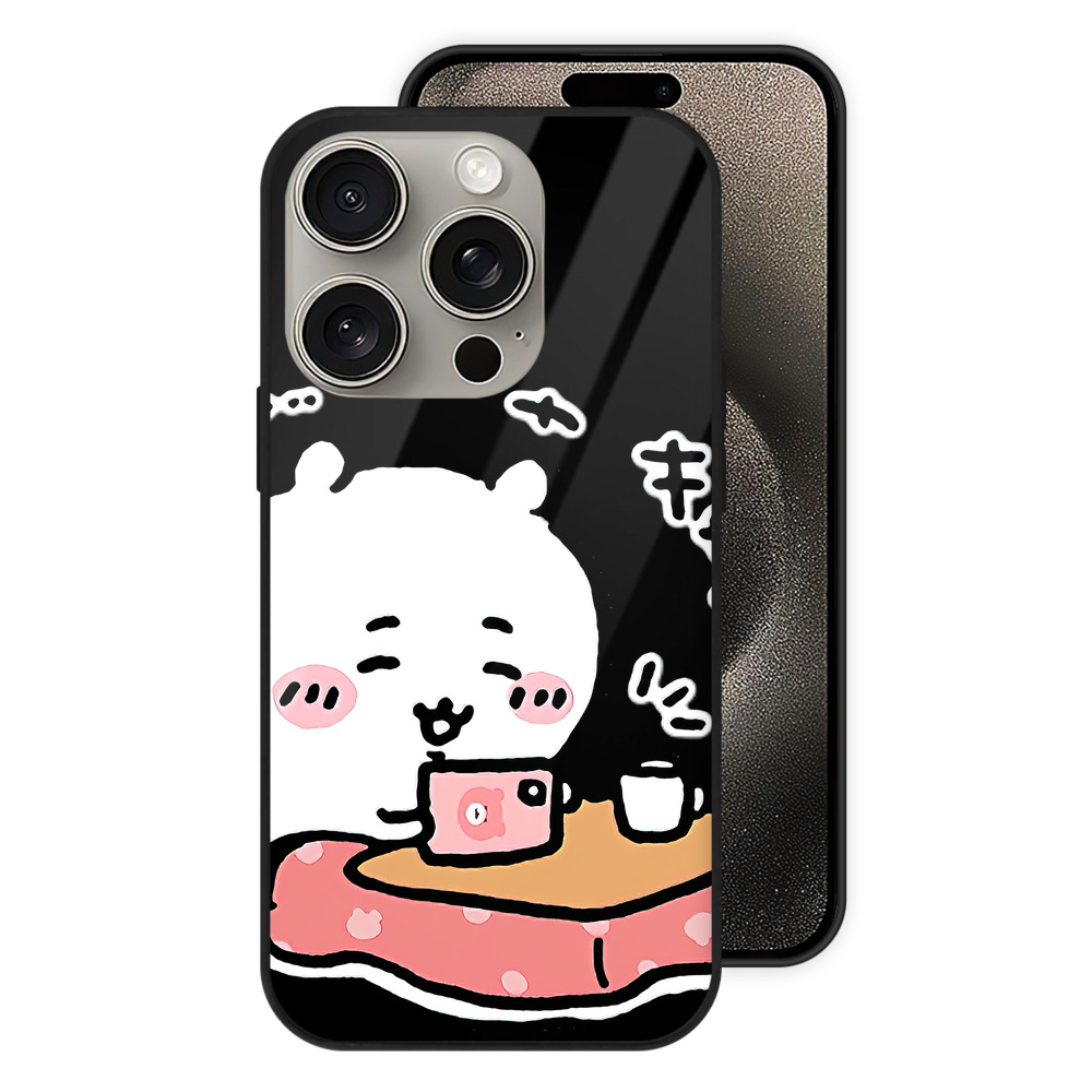 （画像用） ちいかわ ちいかわ Chii-kawa chiikawa 【iPhone15Pro対応】スマホケース 耐衝撃＆黄変防止 背面ガラス