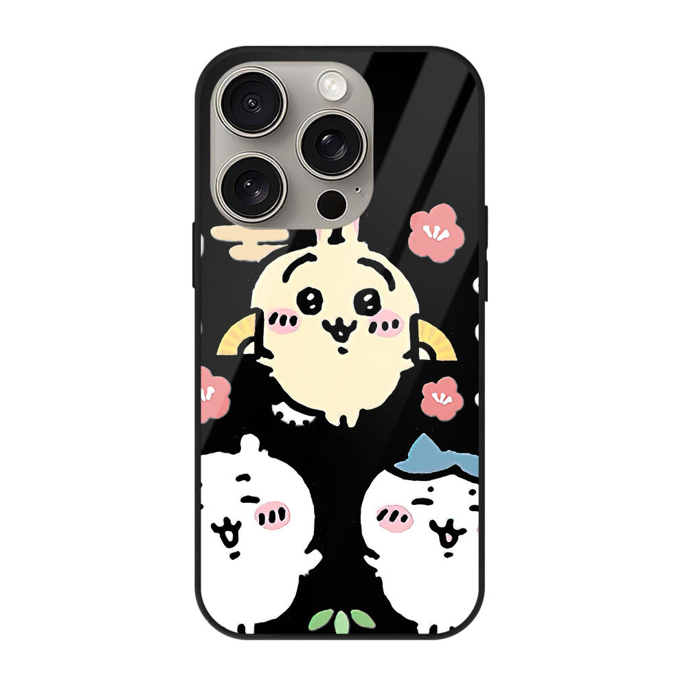 （画像用） ちいかわ ちいかわ Chii-kawa chiikawa 【iPhone15Pro対応】スマホケース 耐衝撃＆黄変防止 背面ガラス