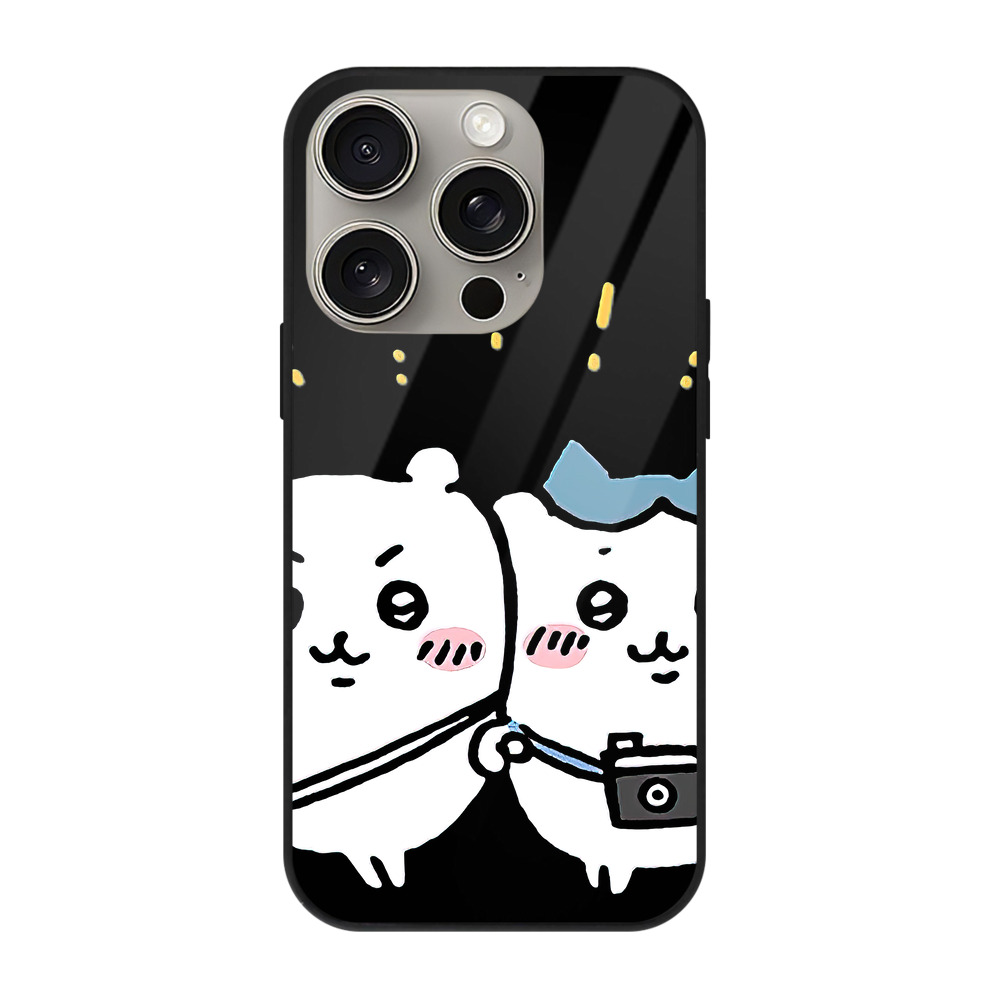 （画像用） ちいかわ ちいかわ Chii-kawa chiikawa 【iPhone15Pro対応】スマホケース 耐衝撃＆黄変防止 背面ガラス