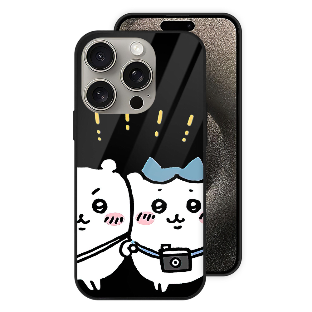 （画像用） ちいかわ ちいかわ Chii-kawa chiikawa 【iPhone15Pro対応】スマホケース 耐衝撃＆黄変防止 背面ガラス