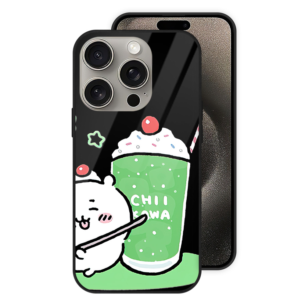 （画像用） ちいかわ ちいかわ Chii-kawa chiikawa 【iPhone15Pro対応】スマホケース 耐衝撃＆黄変防止 背面ガラス