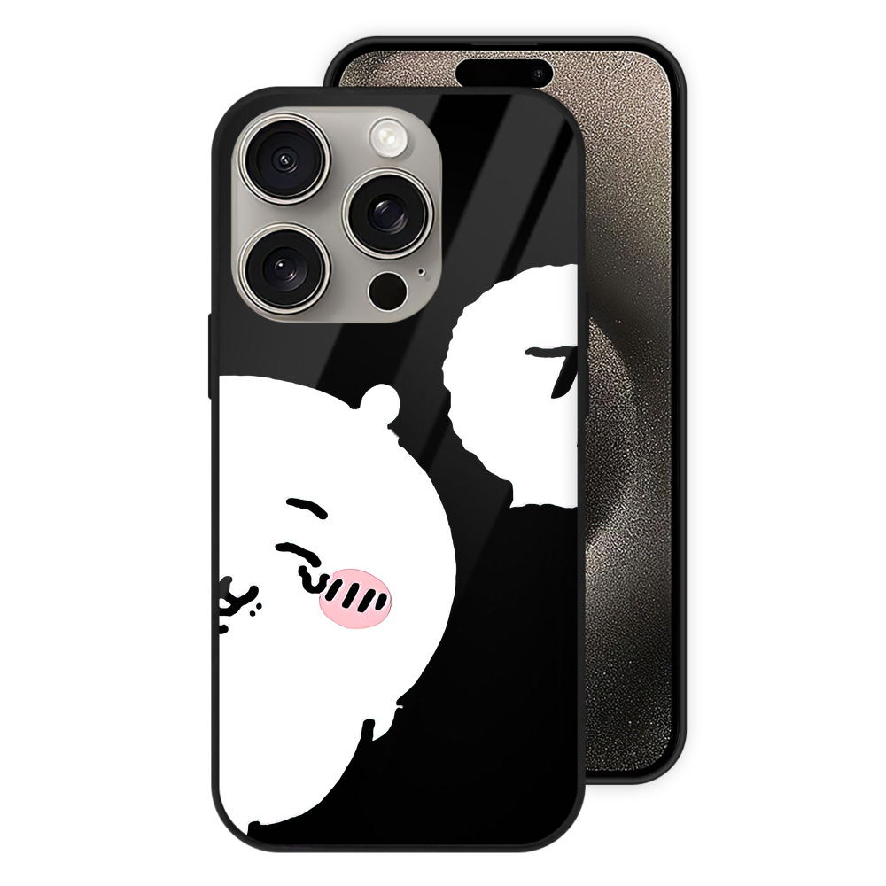 （画像用） ちいかわ ちいかわ Chii-kawa chiikawa 【iPhone15Pro対応】スマホケース 耐衝撃＆黄変防止 背面ガラス