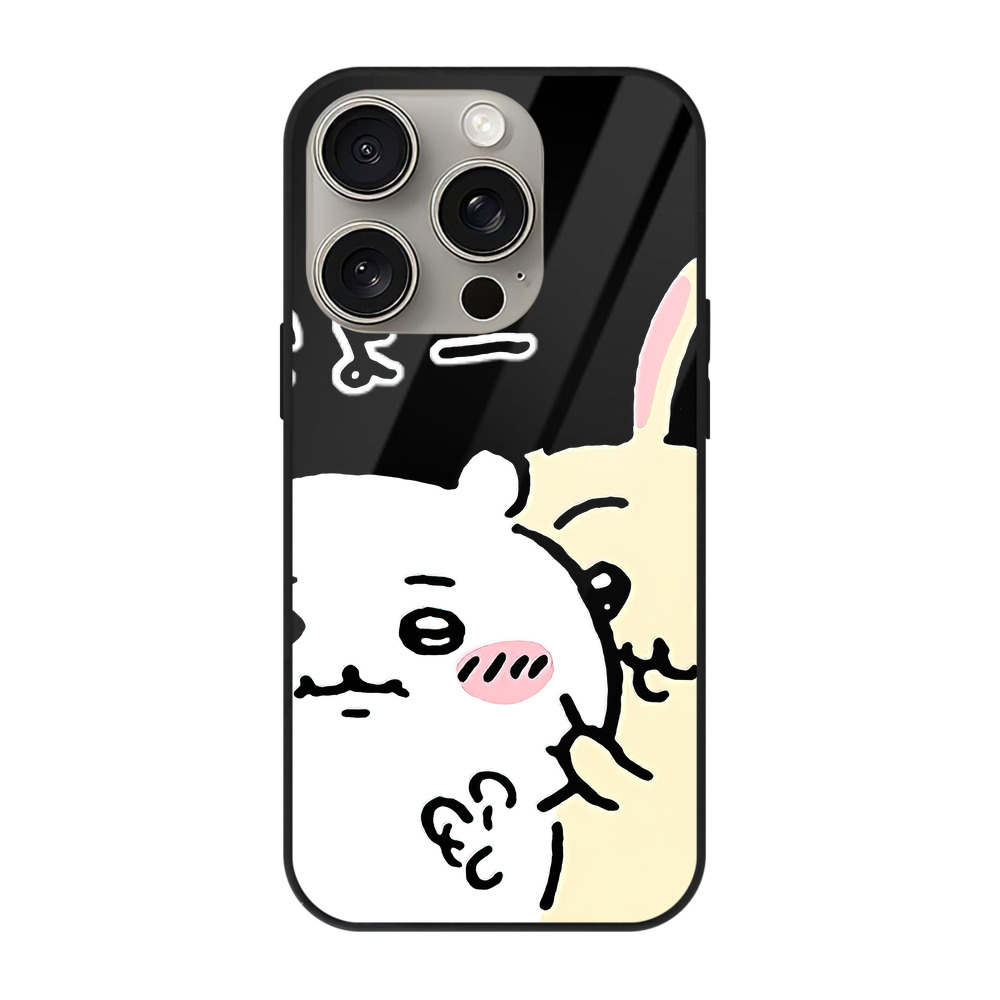 （画像用） ちいかわ うさぎ Chii-kawa usagi 【iPhone15Pro対応】スマホケース 耐衝撃＆黄変防止 背面ガラス