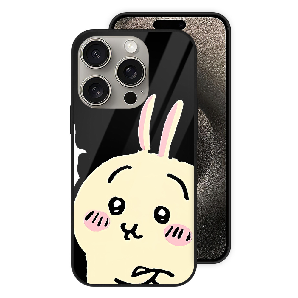 （画像用） ちいかわ うさぎ Chii-kawa usagi 【iPhone15Pro対応】スマホケース 耐衝撃＆黄変防止 背面ガラス